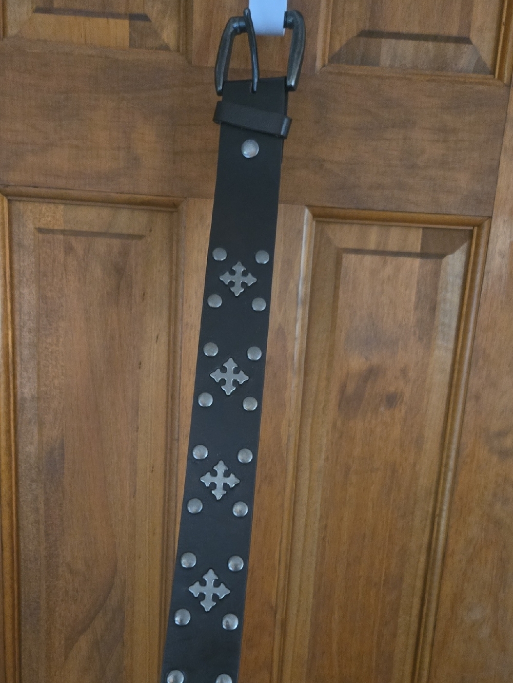 Black Studded Leather Belt for Men